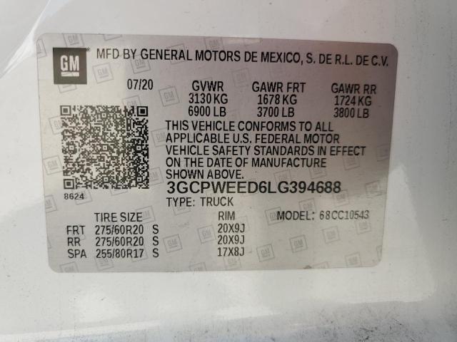 2020 CHEVROLET SILVERADO - 3GCPWEED6LG394688