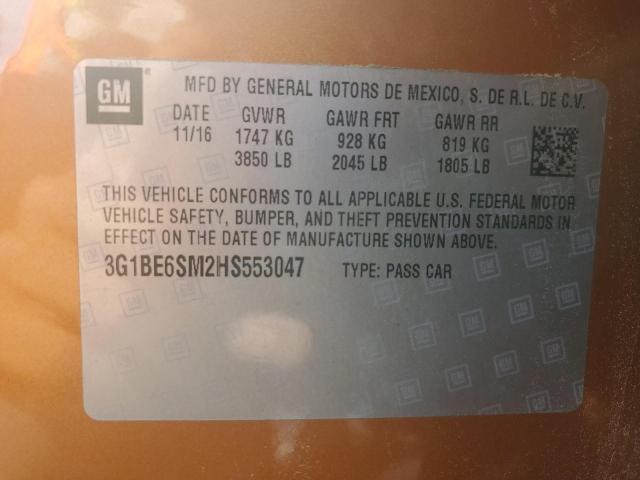 2017 CHEVROLET CRUZE LT - 3G1BE6SM2HS553047