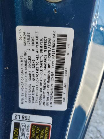 2015 HONDA CIVIC EXL 2HGFG3B02FH527497