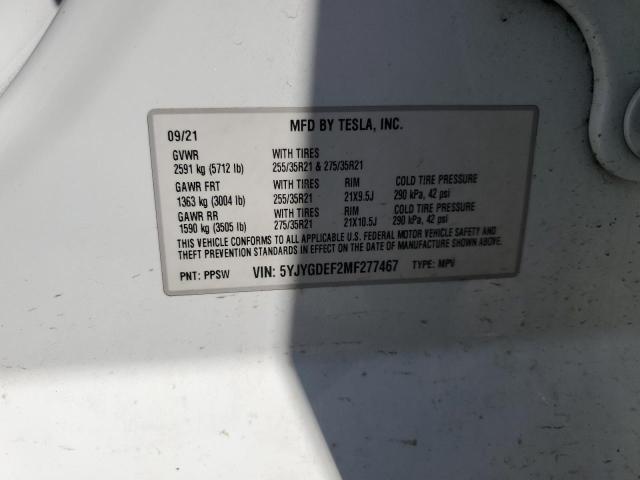 2021 TESLA MODEL Y - 5YJYGDEF2MF277467