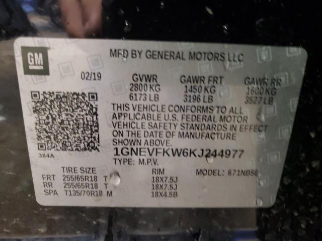 2019 CHEVROLET TRAVERSE L - 1GNEVFKW6KJ244977