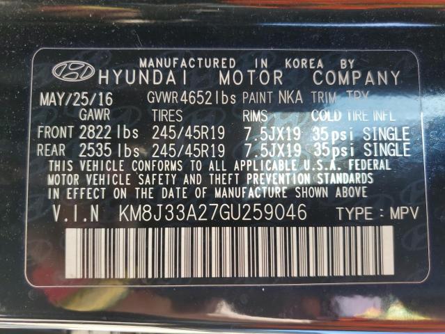 2016 HYUNDAI TUCSON LIM - KM8J33A27GU259046