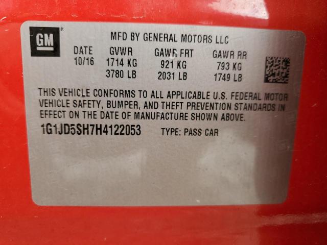2017 CHEVROLET SONIC LT - 1G1JD5SH7H4122053