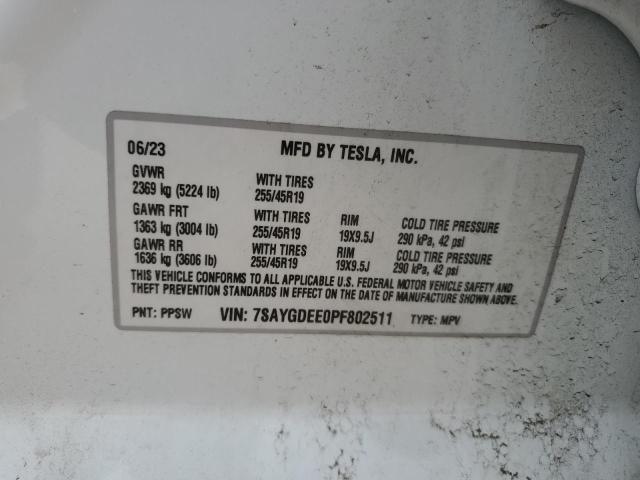 2023 TESLA MODEL Y - 7SAYGDEE0PF802511