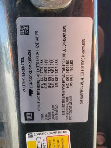 2021 CHEVROLET SUBURBAN K - 1GNSKCKD4MR386404