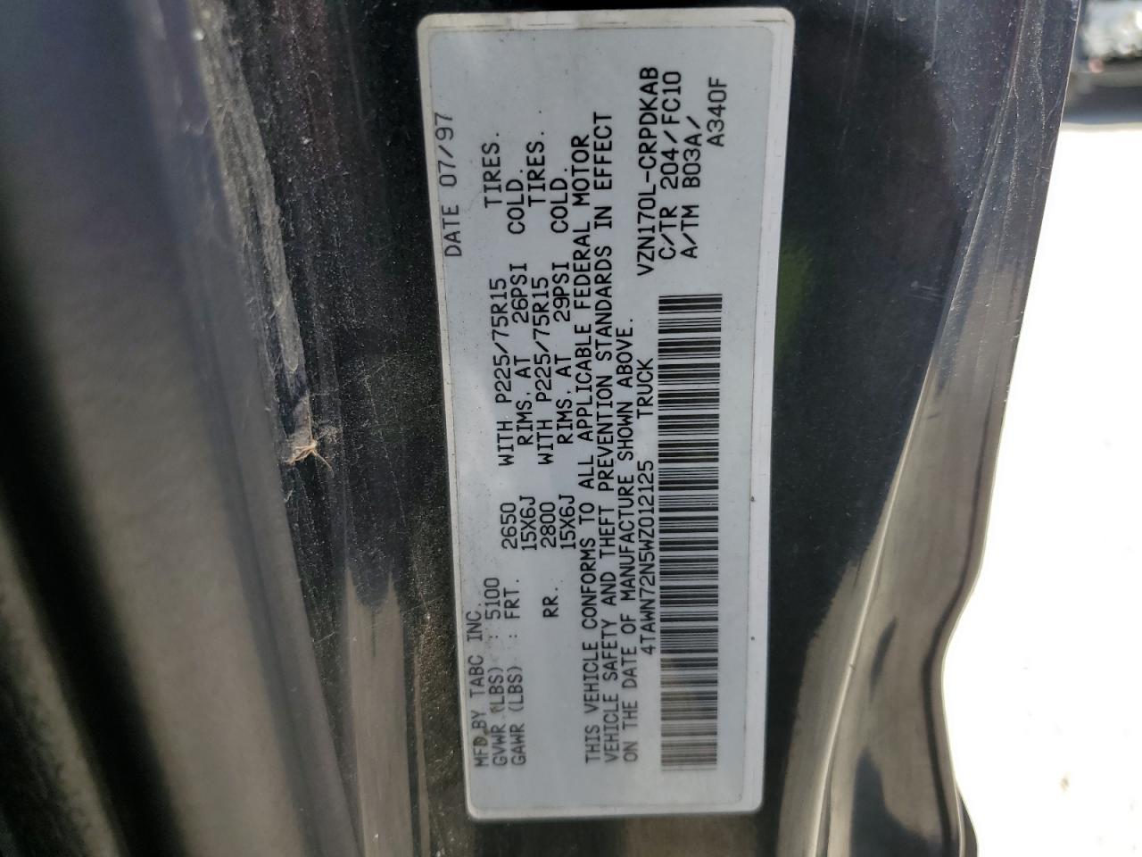 Lot #3151982539 1998 TOYOTA TACOMA XTR