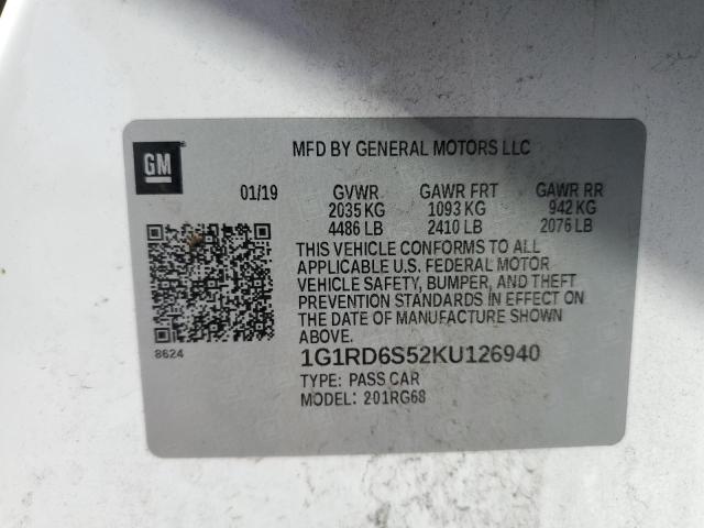 2019 CHEVROLET VOLT PREMI - 1G1RD6S52KU126940