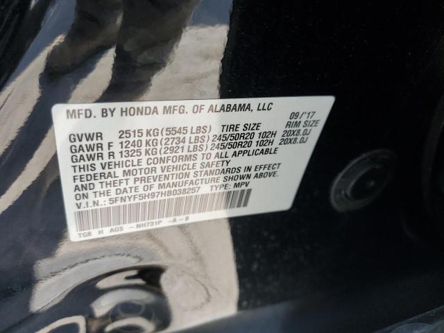 2017 HONDA PILOT TOUR - 5FNYF5H97HB038257