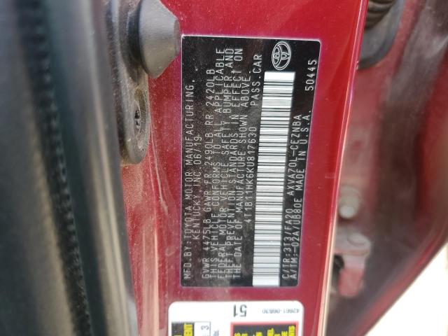 2019 TOYOTA CAMRY L - 4T1B11HK6KU817630