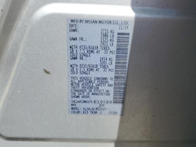 2015 NISSAN PATHFINDER S 5N1AR2MN1FC619589