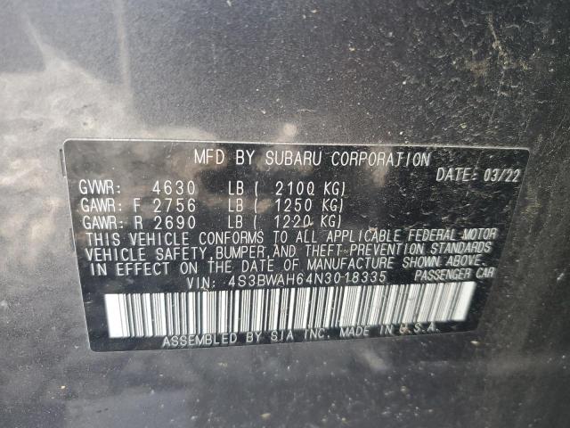 2022 SUBARU LEGACY SPO 4S3BWAH64N3018335