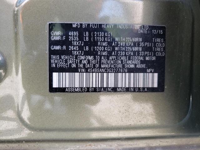 2016 SUBARU OUTBACK 2. - 4S4BSANC3G3277676