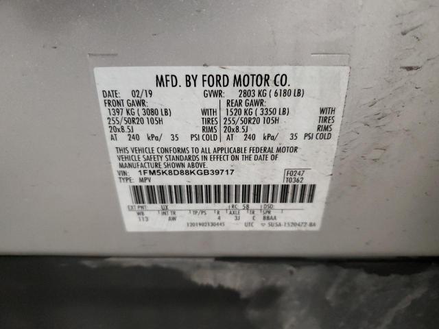2019 FORD EXPLORER X - 1FM5K8D88KGB39717