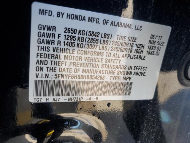2017 HONDA PILOT EXL 5FNYF6H88HB054268