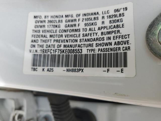 2019 HONDA CIVIC HYB 19XFC1F75KE008553