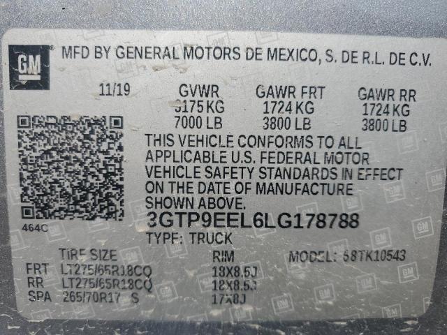 2020 GMC SIERRA K15 - 3GTP9EEL6LG178788