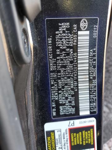 2012 TOYOTA CAMRY BASE - 4T1BF1FK5CU124456