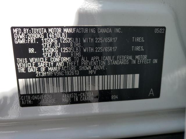 2022 TOYOTA RAV4 LE 2T3H1RFV9NC192613