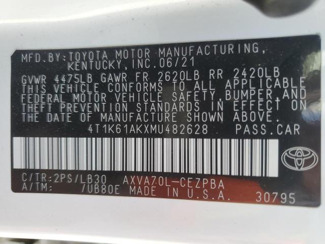 2021 TOYOTA CAMRY XSE - 4T1K61AKXMU482628