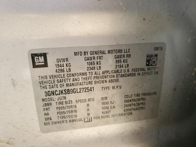 2016 CHEVROLET TRAX LS 3GNCJKSB9GL272541