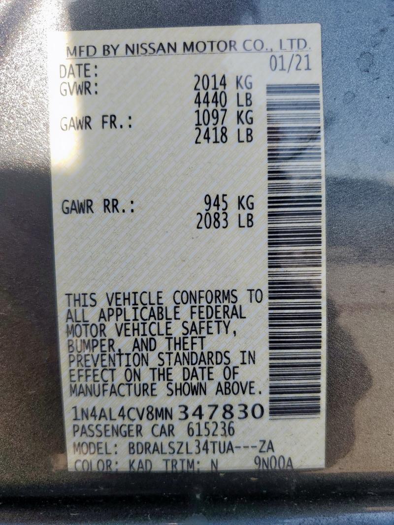 2021 NISSAN ALTIMA SR - 1N4AL4CV8MN347830