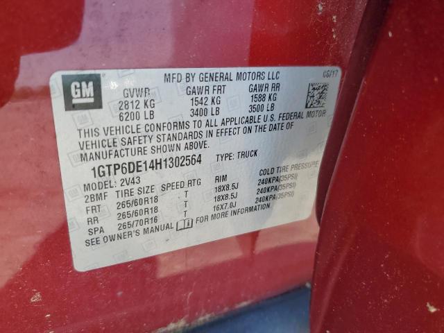 2017 GMC CANYON SLT 1GTP6DE14H1302564