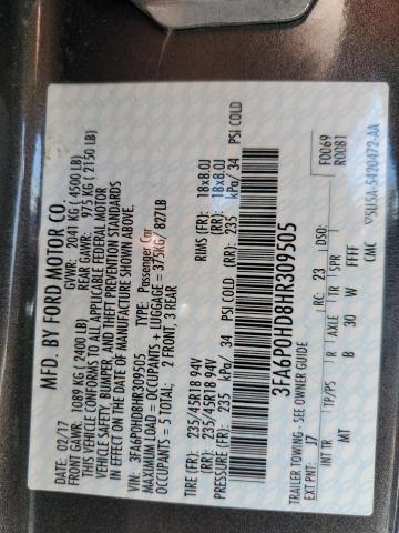 2017 FORD FUSION SE - 3FA6P0HD8HR309505
