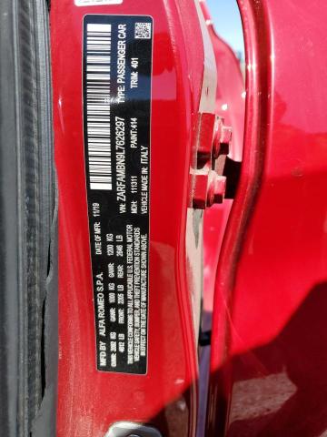 2020 ALFA ROMEO GIULIA TI ZARFAMBN9L7626297