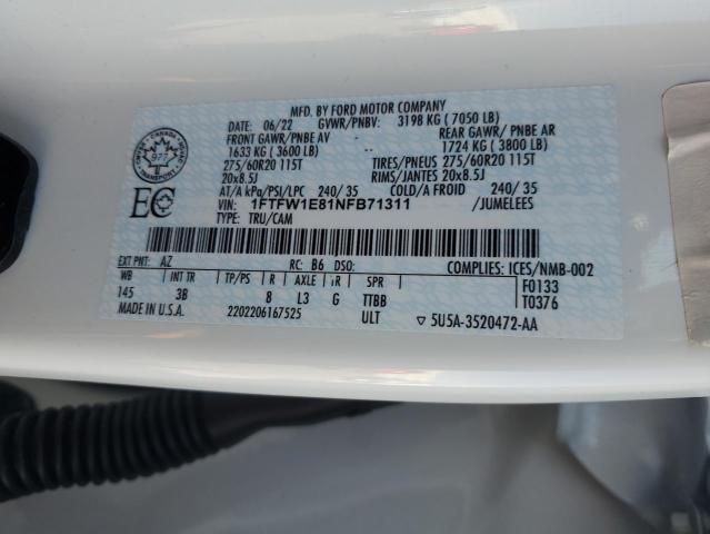 2022 FORD F150 SUPER - 1FTFW1E81NFB71311