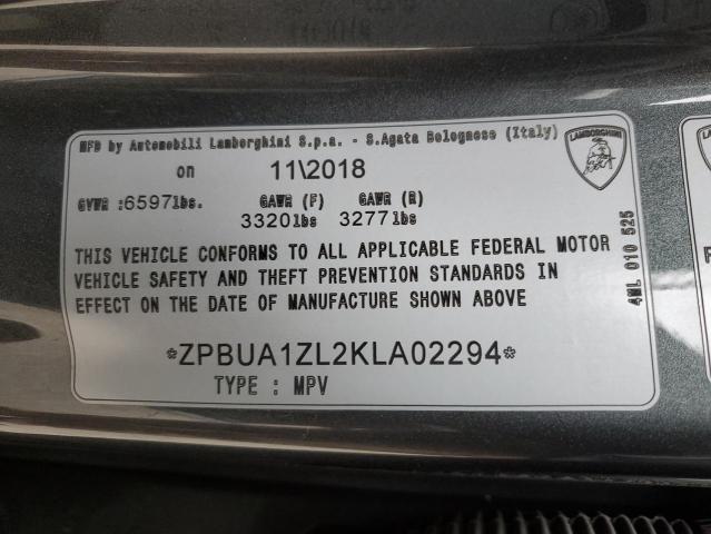 2019 LAMBORGHINI URUS ZPBUA1ZL2KLA02294
