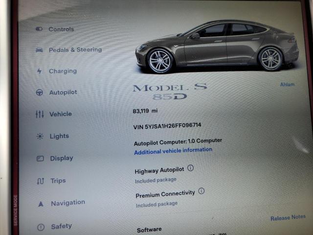 2015 TESLA MODEL S 85 5YJSA1H26FF096714