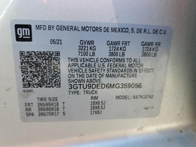 2021 GMC SIERRA K15 - 3GTU9DED6MG359056