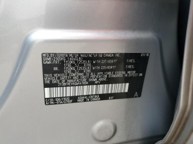 2016 TOYOTA RAV4 LE - 2T3BFREV4GW441894