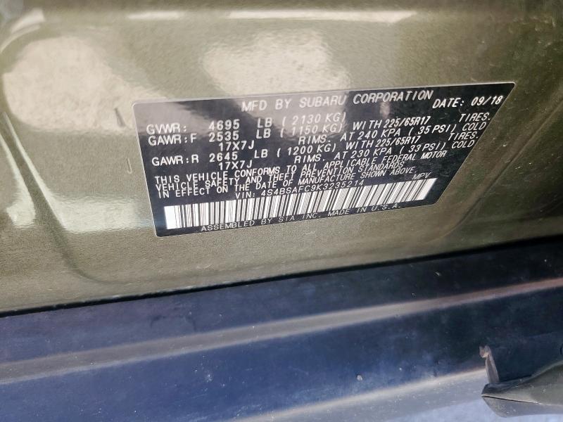 2019 SUBARU OUTBACK 2. - 4S4BSAFC9K3235214