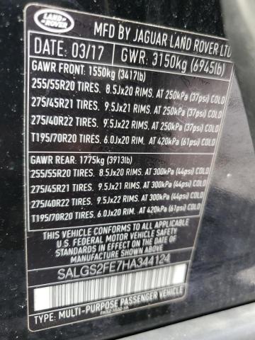 2017 LAND ROVER RANGE ROVE SALGS2FE7HA344124