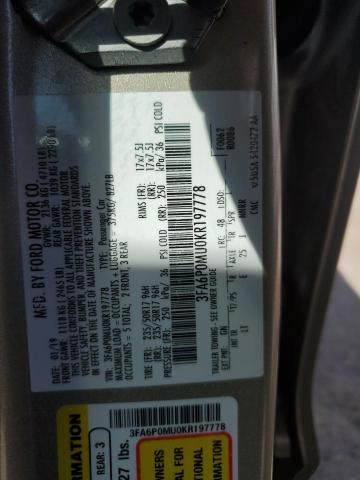 2019 FORD FUSION - 3FA6P0MU0KR197778