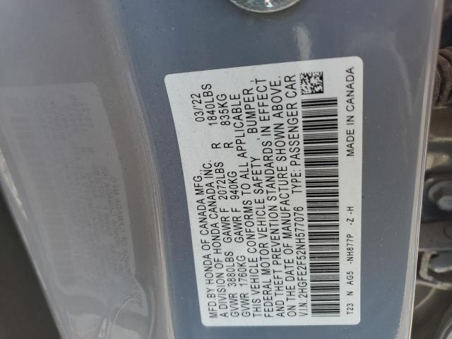 2022 HONDA CIVIC SPOR - 2HGFE2F52NH577076