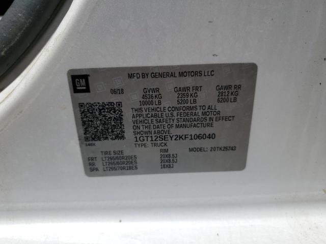 2019 GMC SIERRA K25 1GT12SEY2KF106040