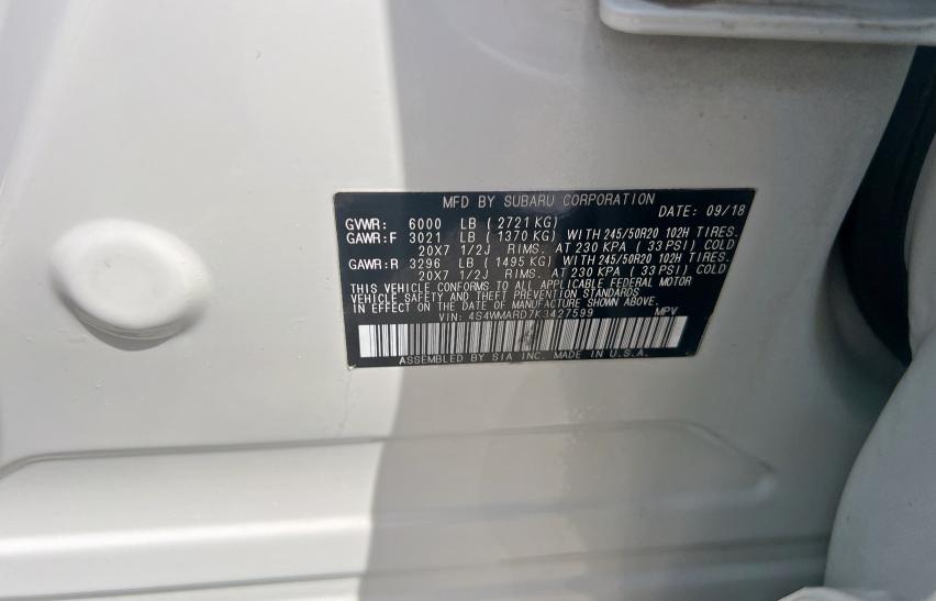 2019 SUBARU ASCENT TOU 4S4WMARD7K3427599