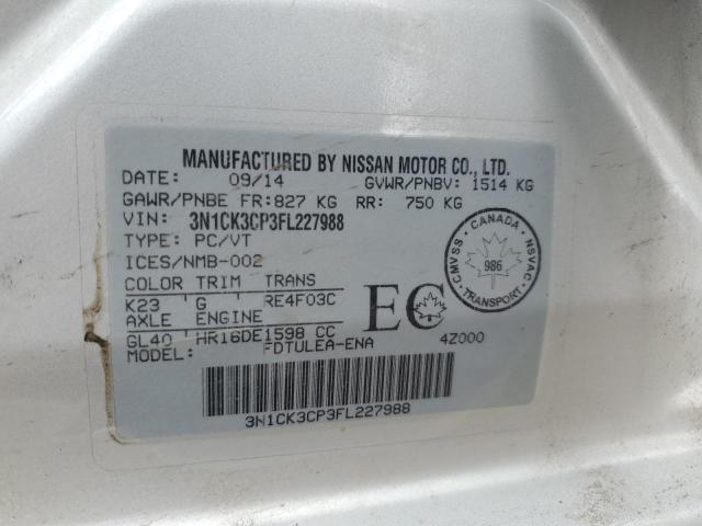 2015 NISSAN MICRA 3N1CK3CP3FL227988