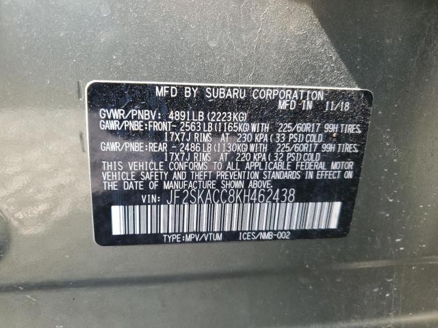 2019 SUBARU FORESTER JF2SKACC8KH462438