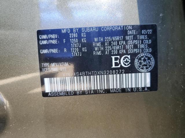2022 SUBARU OUTBACK WI 4S4BTHTDXN3208272