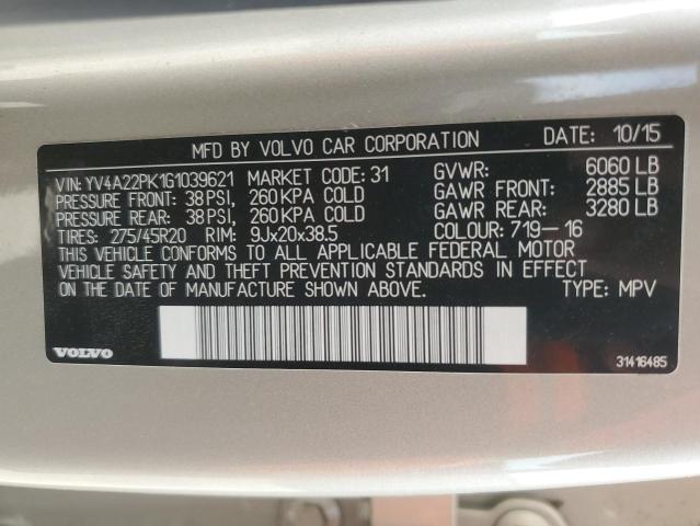 2016 VOLVO XC90 - YV4A22PK1G1039621
