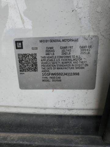 2018 CHEVROLET BOLT EV LT - 1G1FW6S02J4111998
