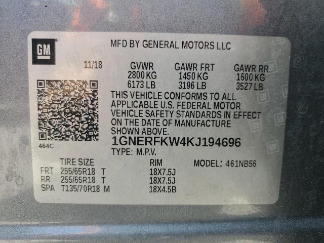 2019 CHEVROLET TRAVERSE L - 1GNERFKW4KJ194696