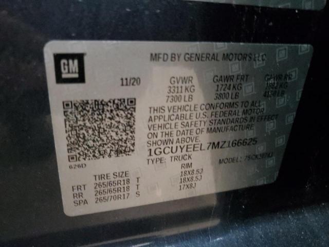 2021 CHEVROLET SILVERADO - 1GCUYEEL7MZ166625