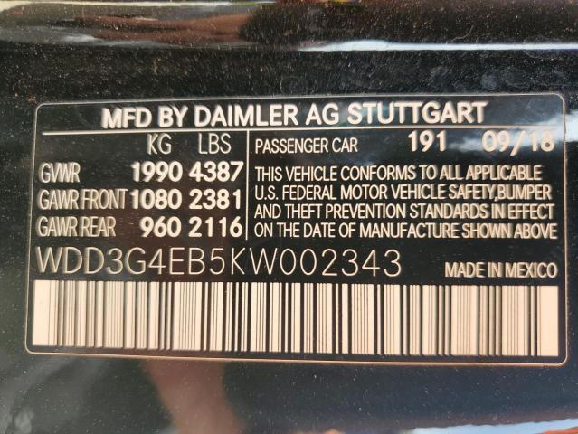 2019 MERCEDES-BENZ A 220 WDD3G4EB5KW002343