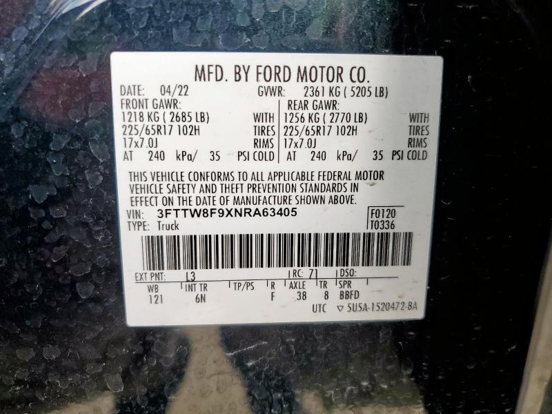 2022 FORD MAVERICK X 3FTTW8F9XNRA63405