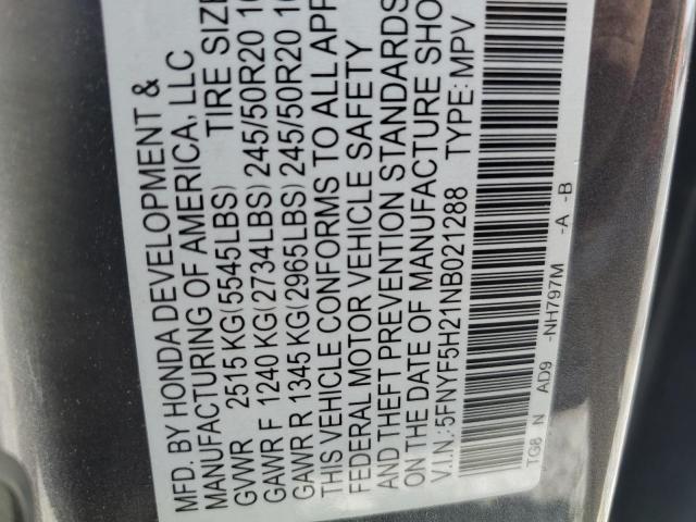 2022 HONDA PILOT SE 5FNYF5H21NB021288