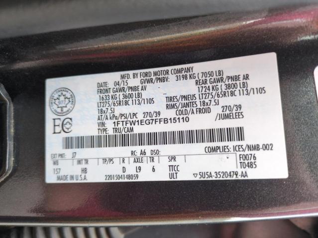2015 FORD F150 SUPER - 1FTFW1EG7FFB15110